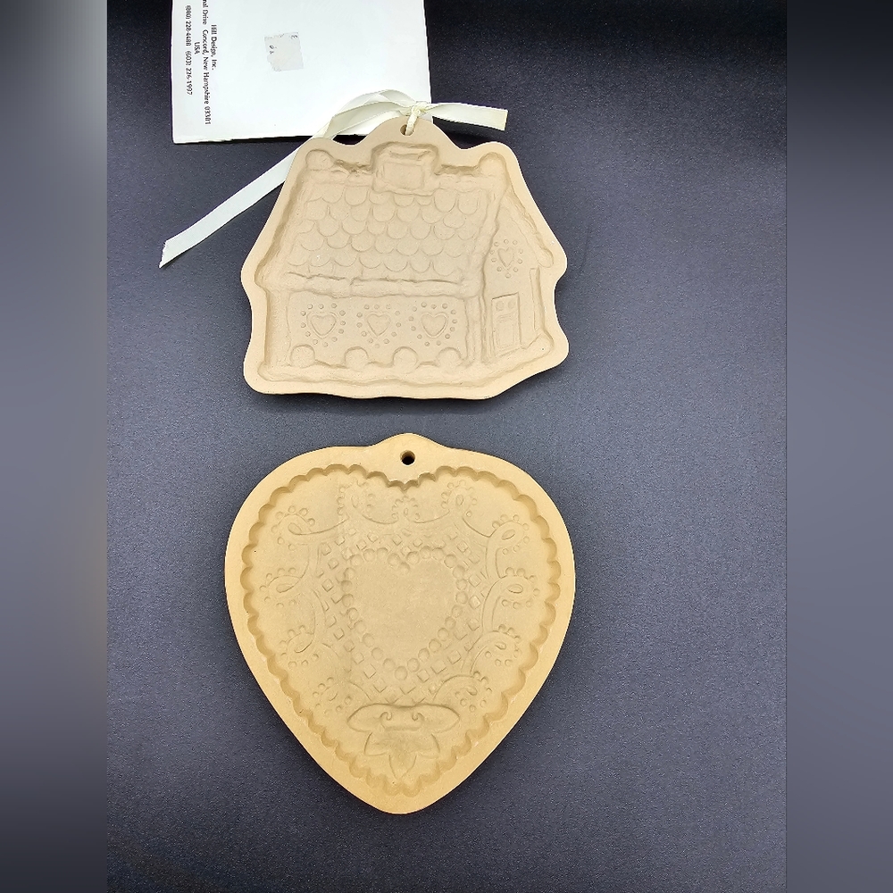 Vintage brown bag cookie art molds 1992 heart gingerbread house.
